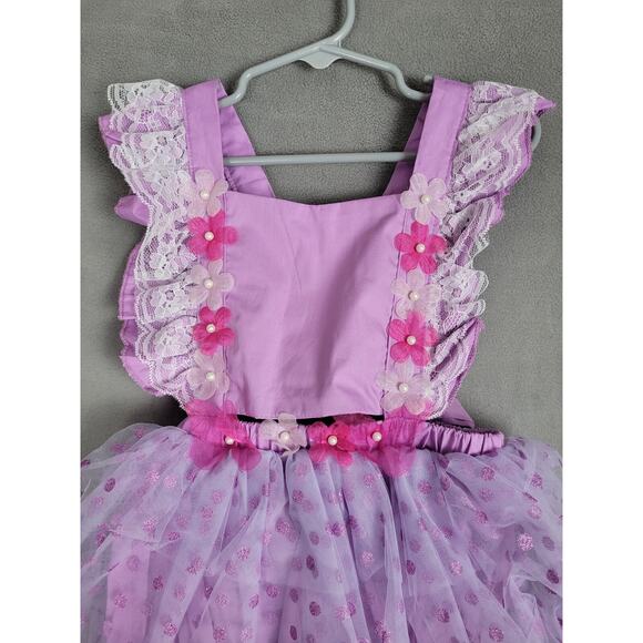 Imekis Baby Girl 1st Birthday Outfit Lace Tulle Romper Dress w/ Headband 12-24m - Picture 2 of 6